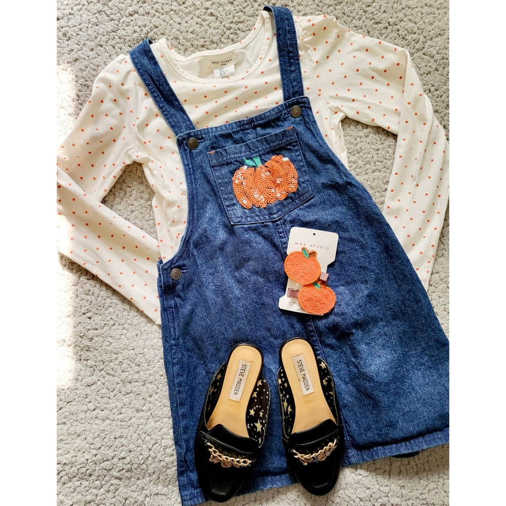 Pumpkin Chambray Skirtall Set w/ Hair Clips